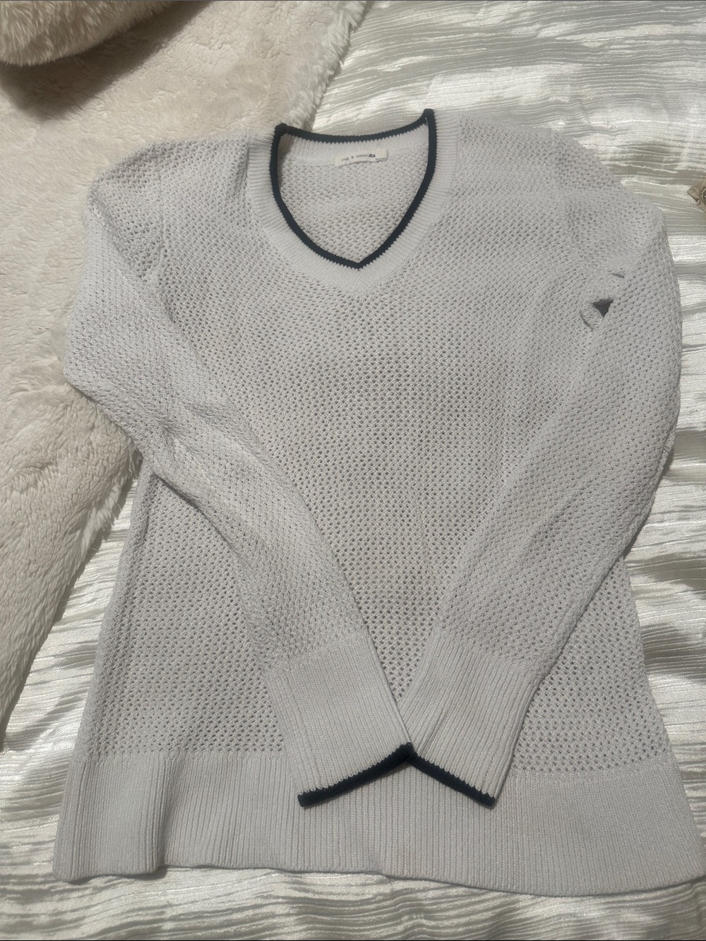 rag & bone V-Neck Knit Sweater Gray Size Small